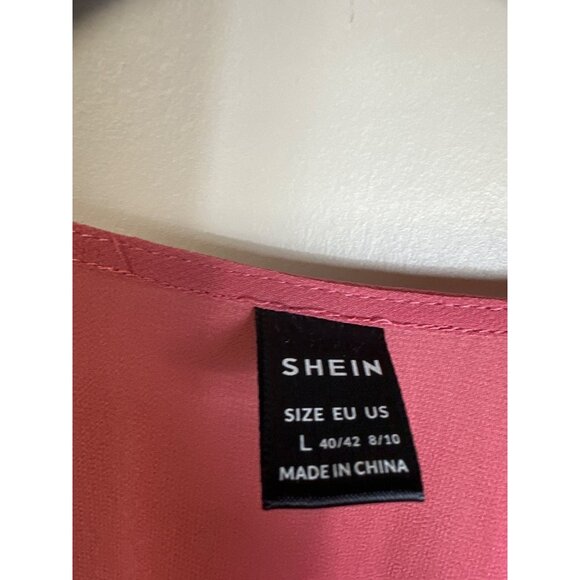 shein maxi dress deep vneck shirred smocked empire waist ruffled cuffs flowing m - Picture 3 of 8